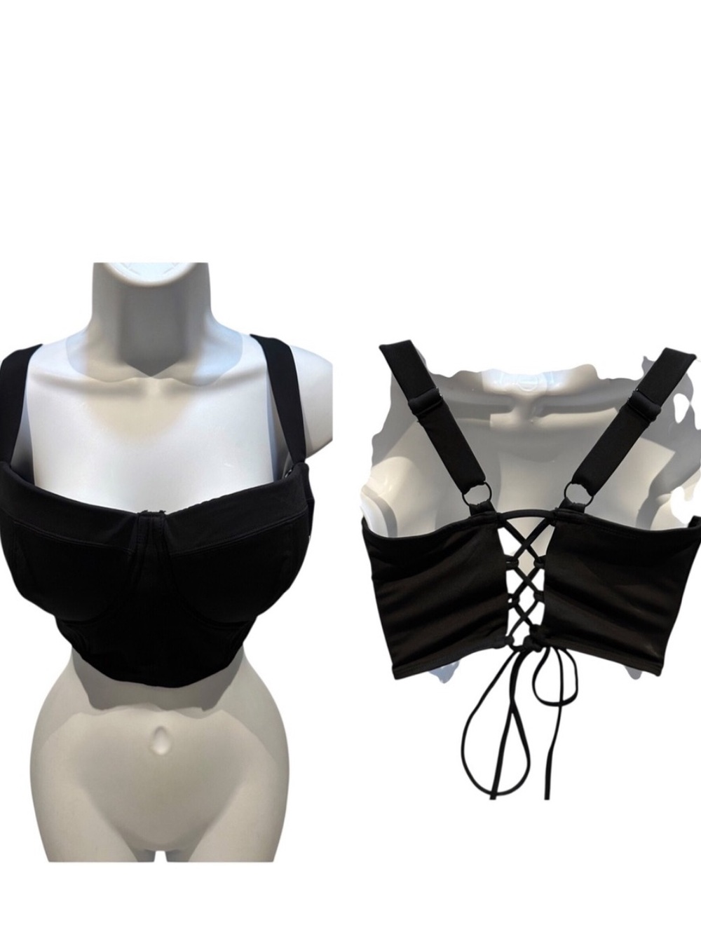 TA3 Black Busty Bustier Cropped Cup Size Medium F/G New with Tag